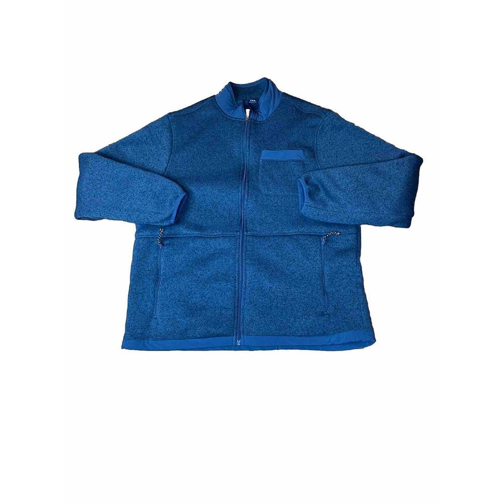 George Mens Fleece Lined Knit Jacket/sweater Size XL Full Zip w Pockets Blue‎
